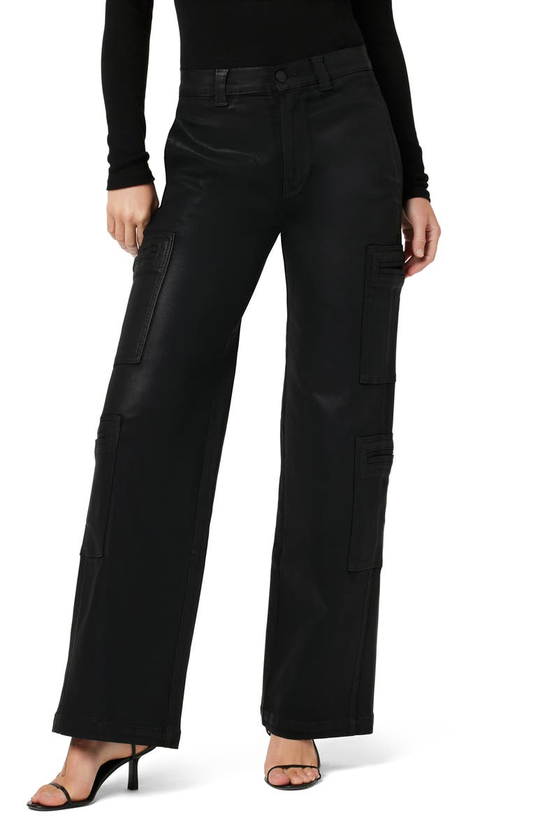 Hudson Jeans High Waist Wide Leg Cargo Pants, Main, color, Coated Black Beauty