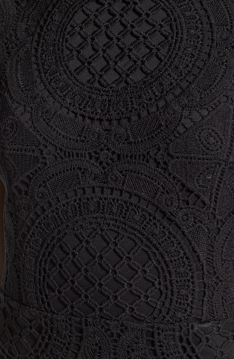 Missguided Crochet Mock Neck Sheath Dress, Alternate, color, 