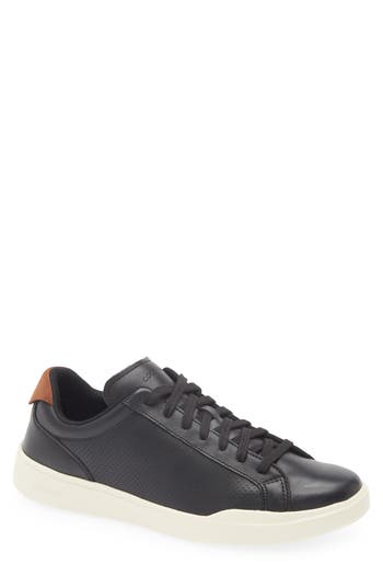 Cole Haan Grand Crosscourt Perforated Sneaker In Black/british Tan/ivory