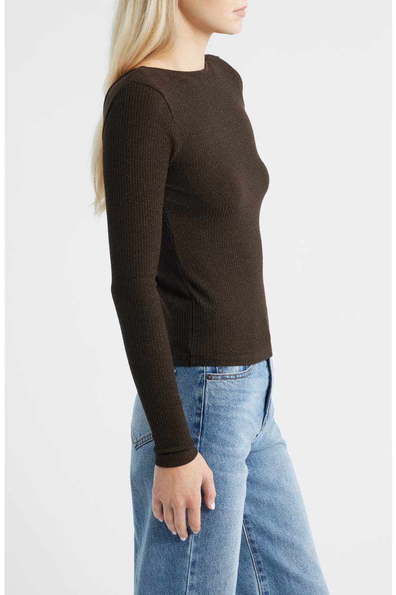 Sparkle Scoop Back Long Sleeve Top, Alternate, color, LUREX MOLASSES