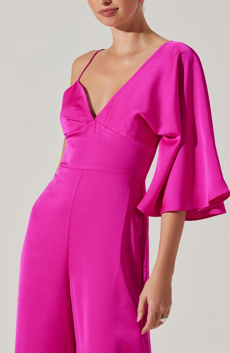 ASTR the Label One-Shoulder Satin Jumpsuit, Alternate, color,