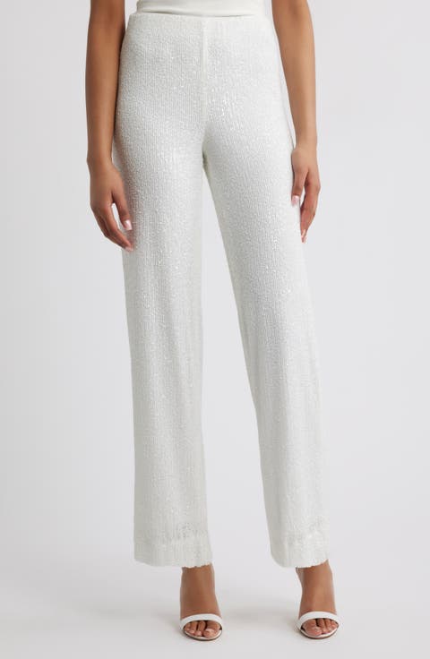 Hollywood Waist Sequin Wide Leg Pants (Petite)