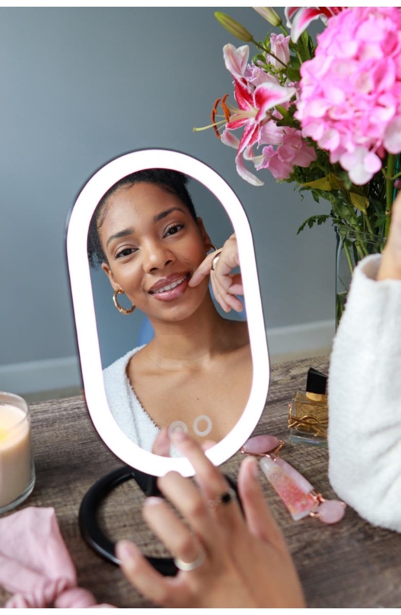 FANCII Vera Lighted Vanity Mirror, Alternate, color, Black