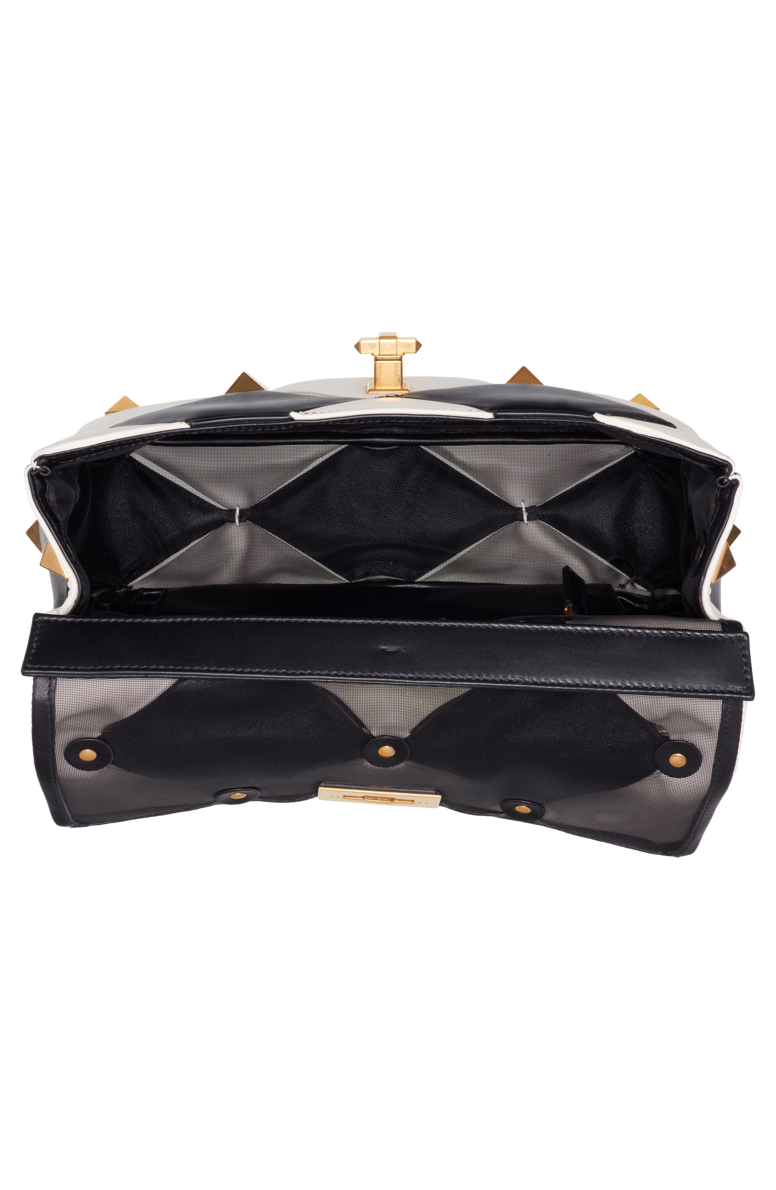 Valentino Garavani Large Roman Stud Carving Lambskin Top Handle Bag, Alternate, color, 