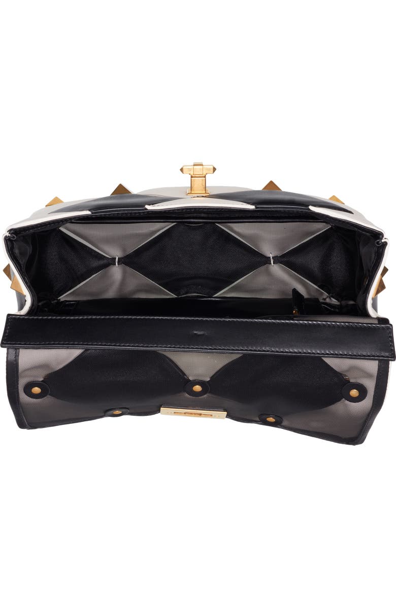 Valentino Garavani Large Roman Stud Carving Lambskin Top Handle Bag, Alternate, color,