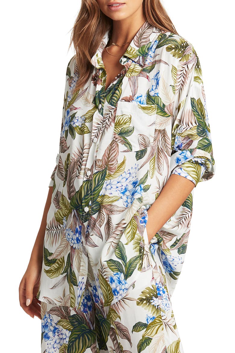 Beach Cover-Up Shirt, Alternate, color, WHITE