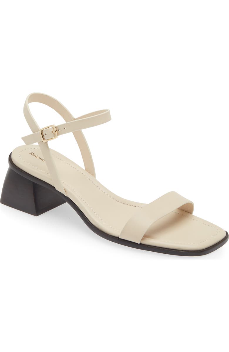 Reformation Stephanie Ankle Strap Sandal, Main, color, Almond Leather