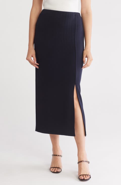 Drop Needle Scuba Knit Skirt