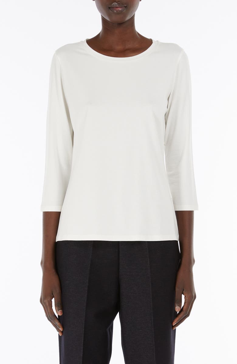 MM by Max Mara Moritz Stretch Cotton Top, Main, color, White