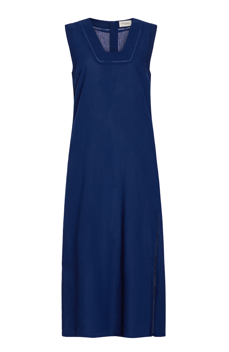SITANO Grotta Midi Ladder Lace Sleeveless Dress, Alternate, color, Navy
