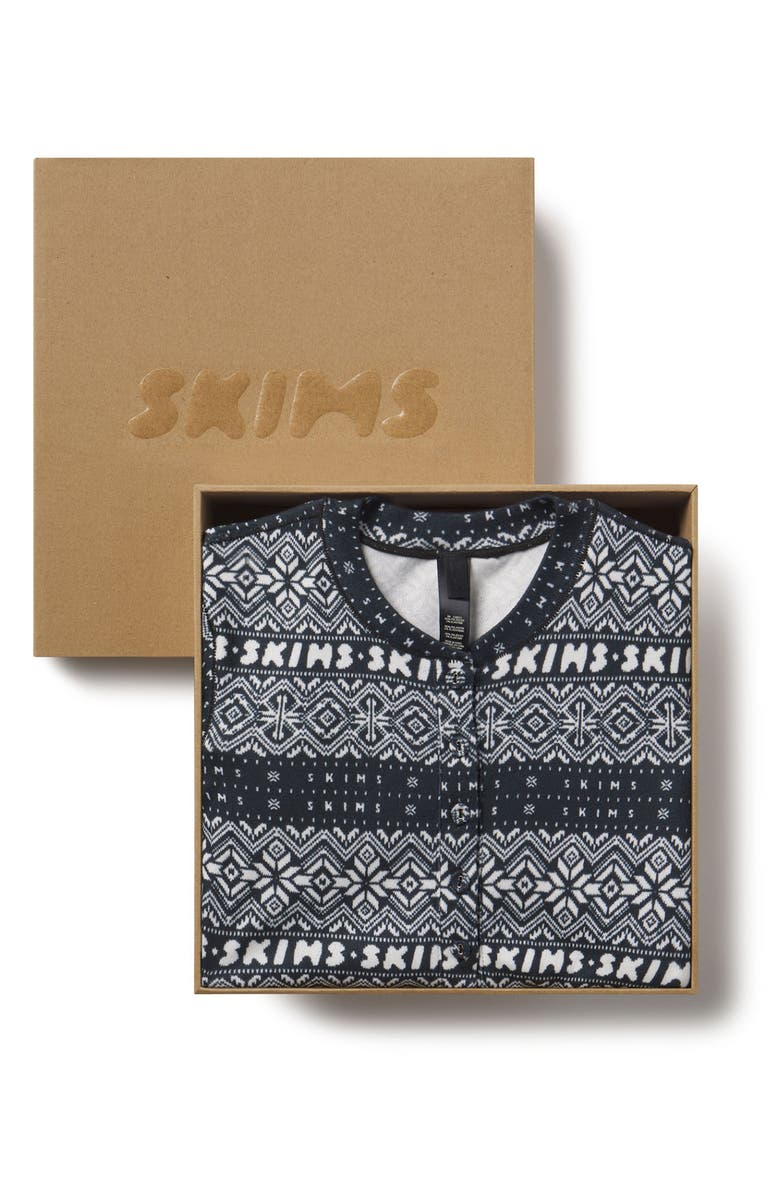 SKIMS Logo Plush Pointelle Henley Pajama Jumpsuit, Alternate, color,