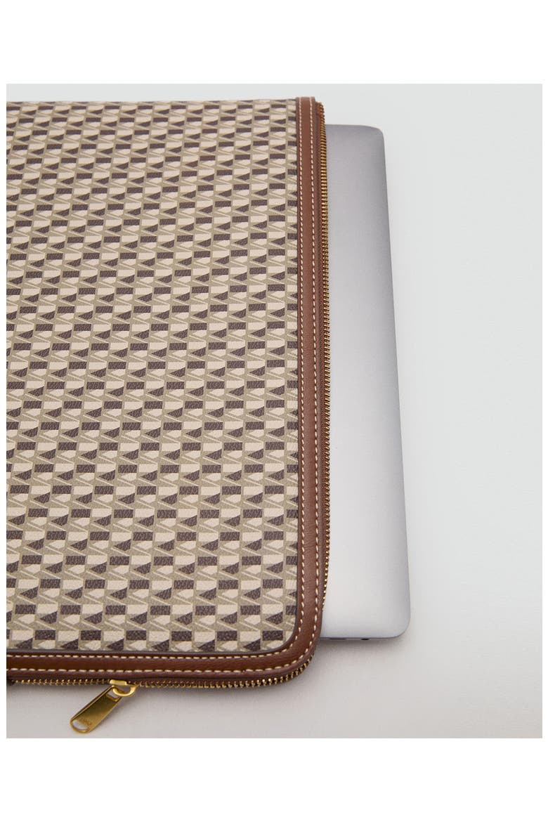 Monogram Logo Faux Leather Laptop Case, Alternate, color, LEATHER