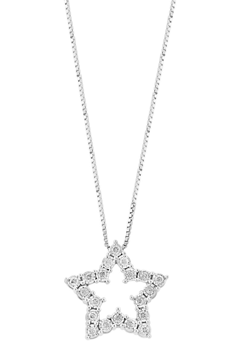 Sterling Silver Diamond Star Pendant Necklace, Main, color, SILVER