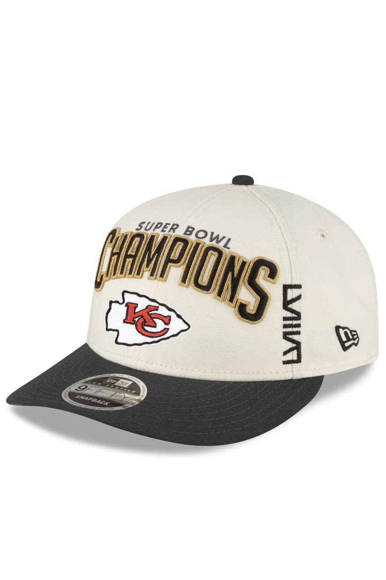 Men's New Era  Cream/Black Kansas City Chiefs Super Bowl LVIII Champions Locker Room Low Profile 9FIFTY Adjustable Hat, Alternate, color, Cream