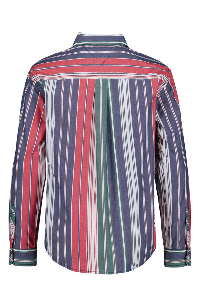 Tommy Hilfiger Kids' Stripe Button-Up Shirt, Alternate, color, Medieval Blue