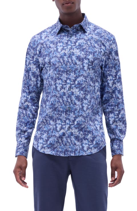 Julian Shaped Fit Stretch Cotton Button-Up Shirt