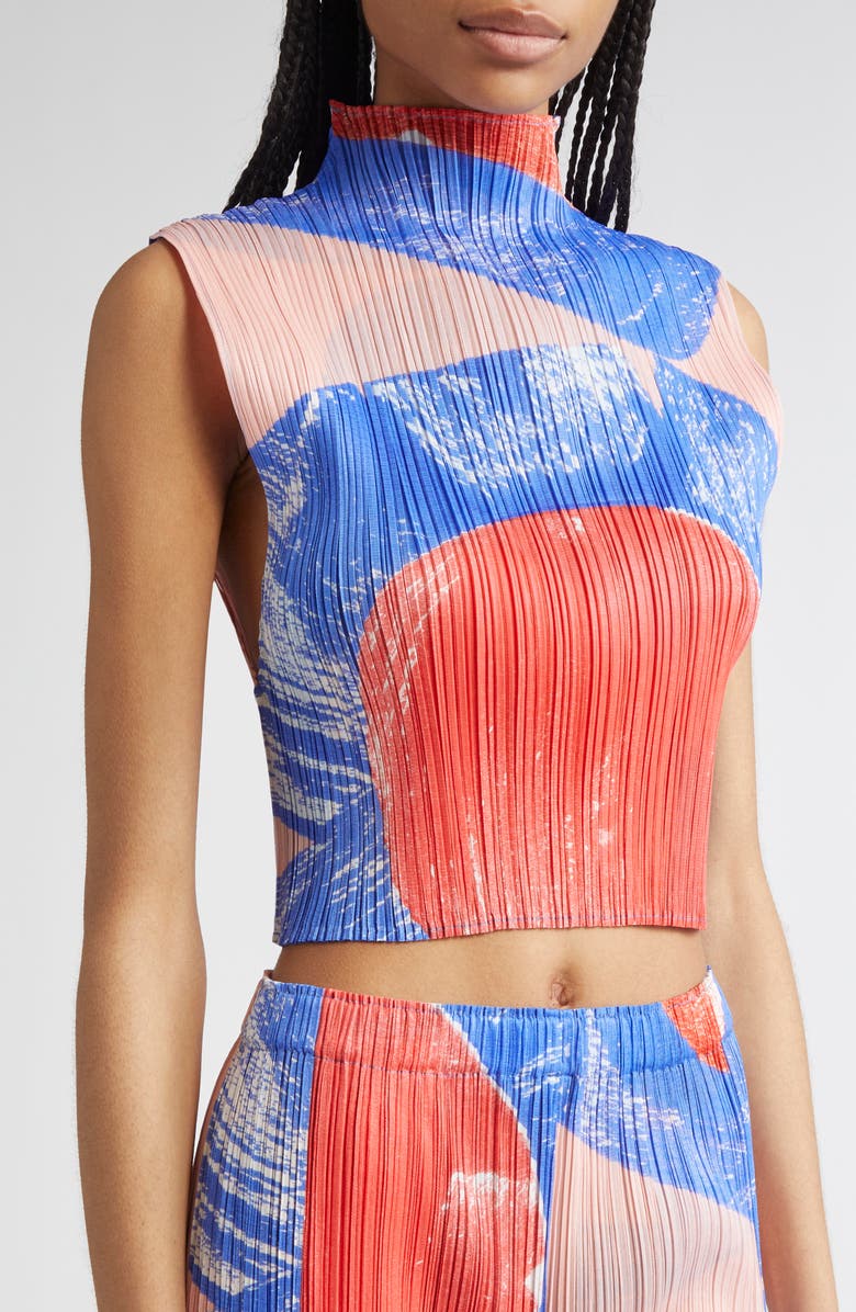 Pleats Please Issey Miyake Backlight Pleated Top, Alternate, color, Red