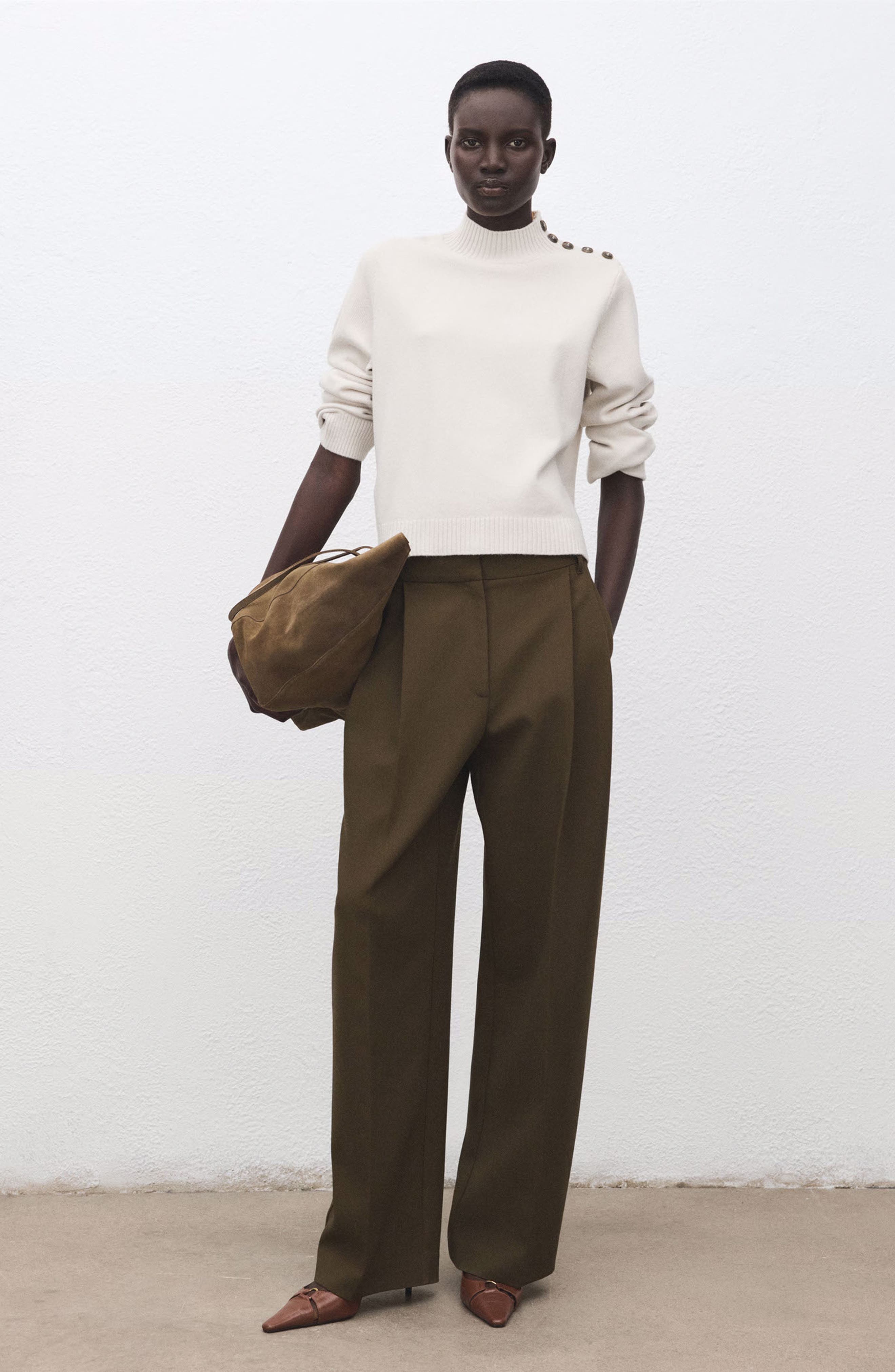 Shoulder Button Mock Neck Sweater - image 4
