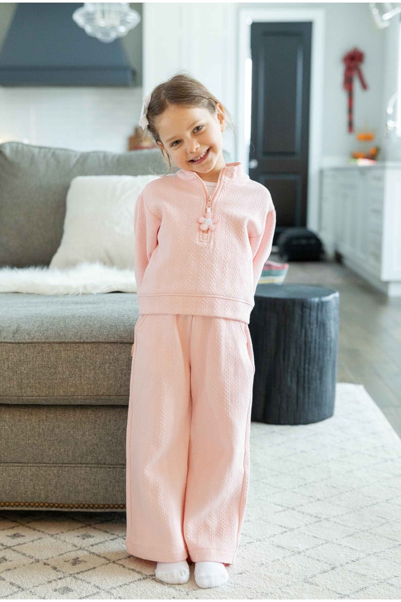 Cable Knit Half Zip Set, Alternate, color, Pink Cable Knit