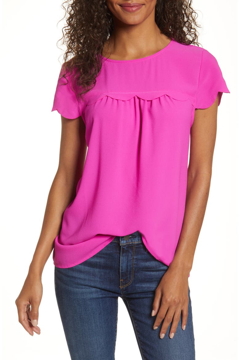 x Fall Refresh Fancy Ashley Woven Scallop Top, Main, color, NEON BERRY