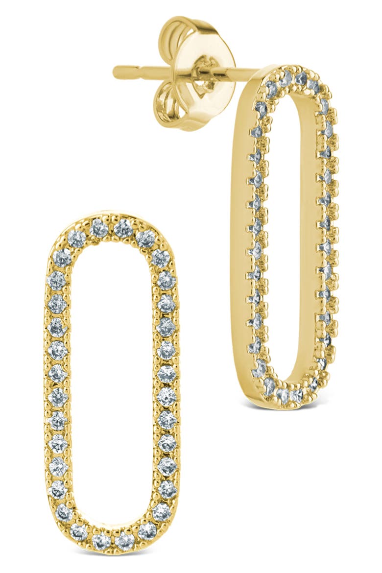 Esperanza Cubic Zirconia Oval Earrings, Main, color, GOLD