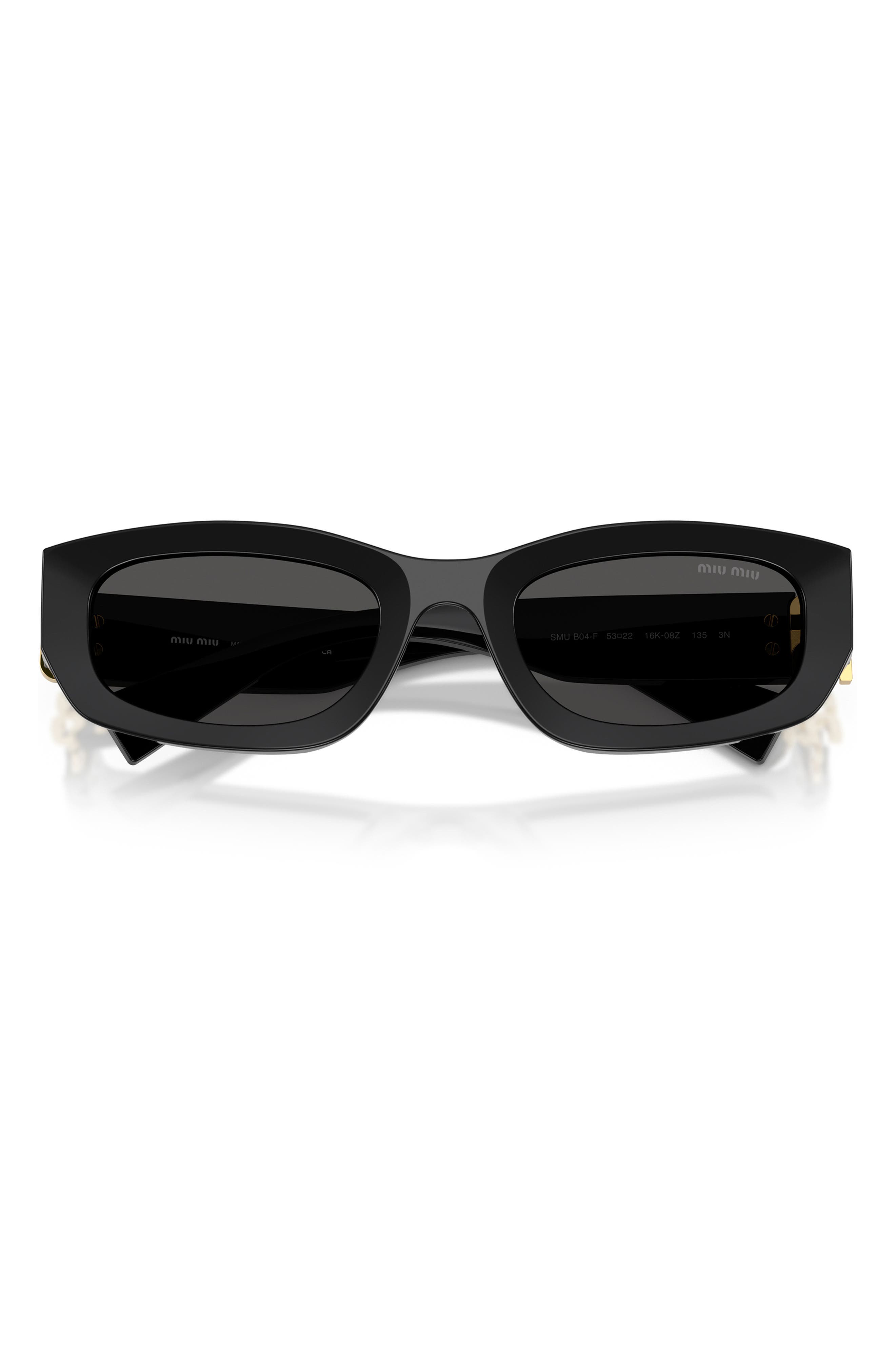 New Miu Miu Women Black Sunglasses 53-22-135 Miu Miu MUB04S Irregular Sunglasses main image 2