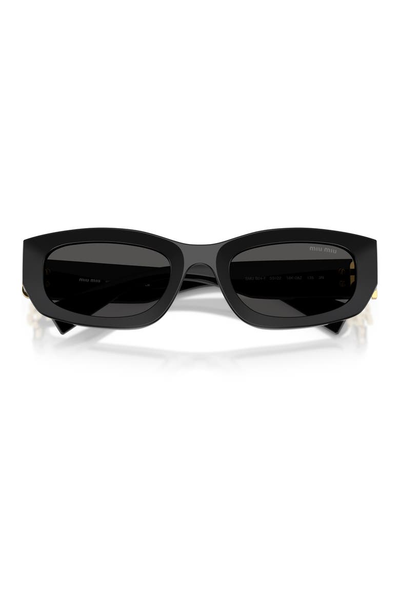 53mm Irregular Sunglasses, Alternate, color, BLACK / DARK GREY
