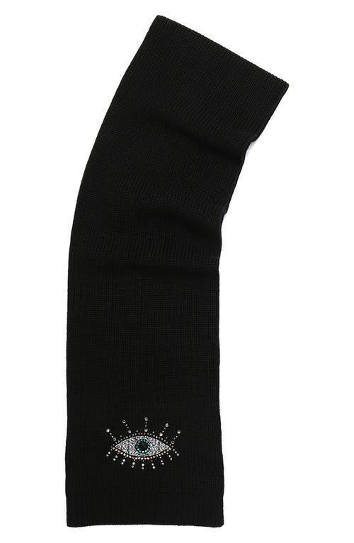 Kurt Geiger London Evil Eye Crystal Embellished Scarf In Black