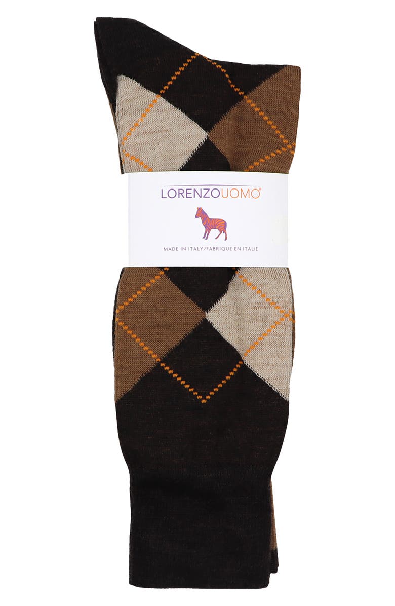 Lorenzo Uomo 2-Pack Assorted Argyle Wool Blend Dress Socks, Alternate, color,