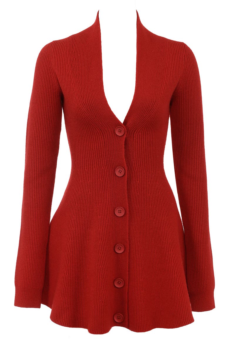 Aubrey Long Sleeve Wool Blend Sweater Minidress, Alternate, color, RED