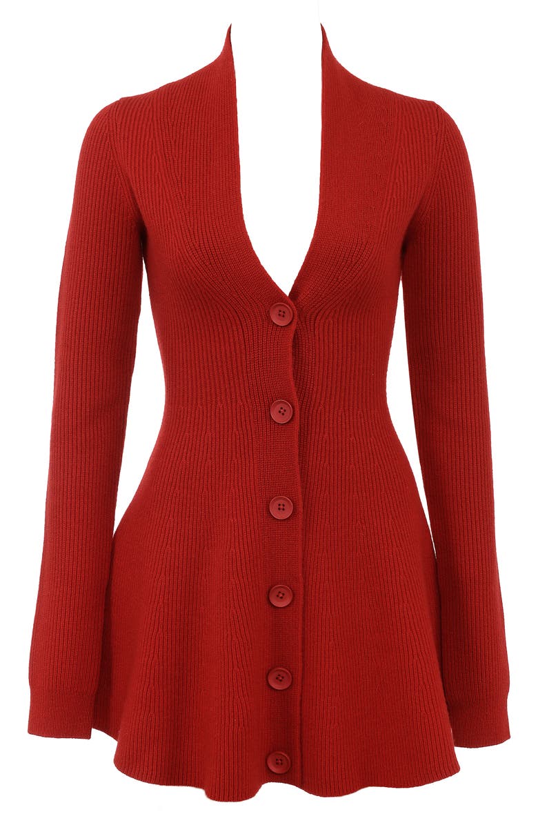 HOUSE OF CB Aubrey Long Sleeve Wool Blend Sweater Minidress, Alternate, color, Red