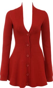 HOUSE OF CB Aubrey Long Sleeve Wool Blend Sweater Minidress