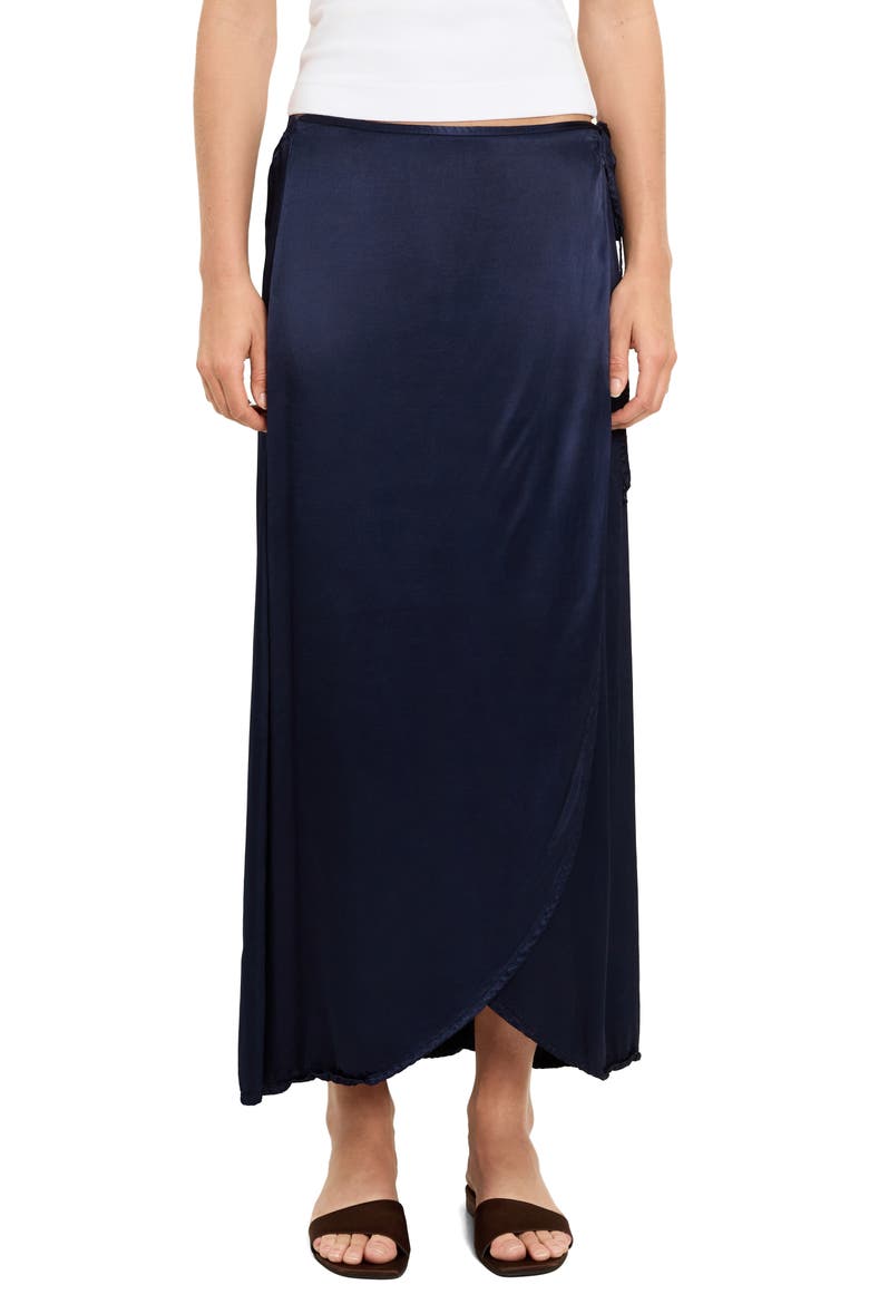 Diane Satin Wrap Midi Skirt, Main, color, NOCTURNAL