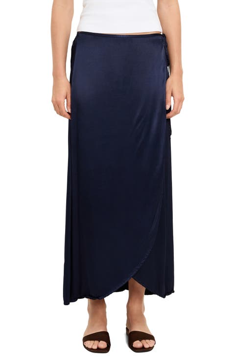 Diane Satin Wrap Midi Skirt