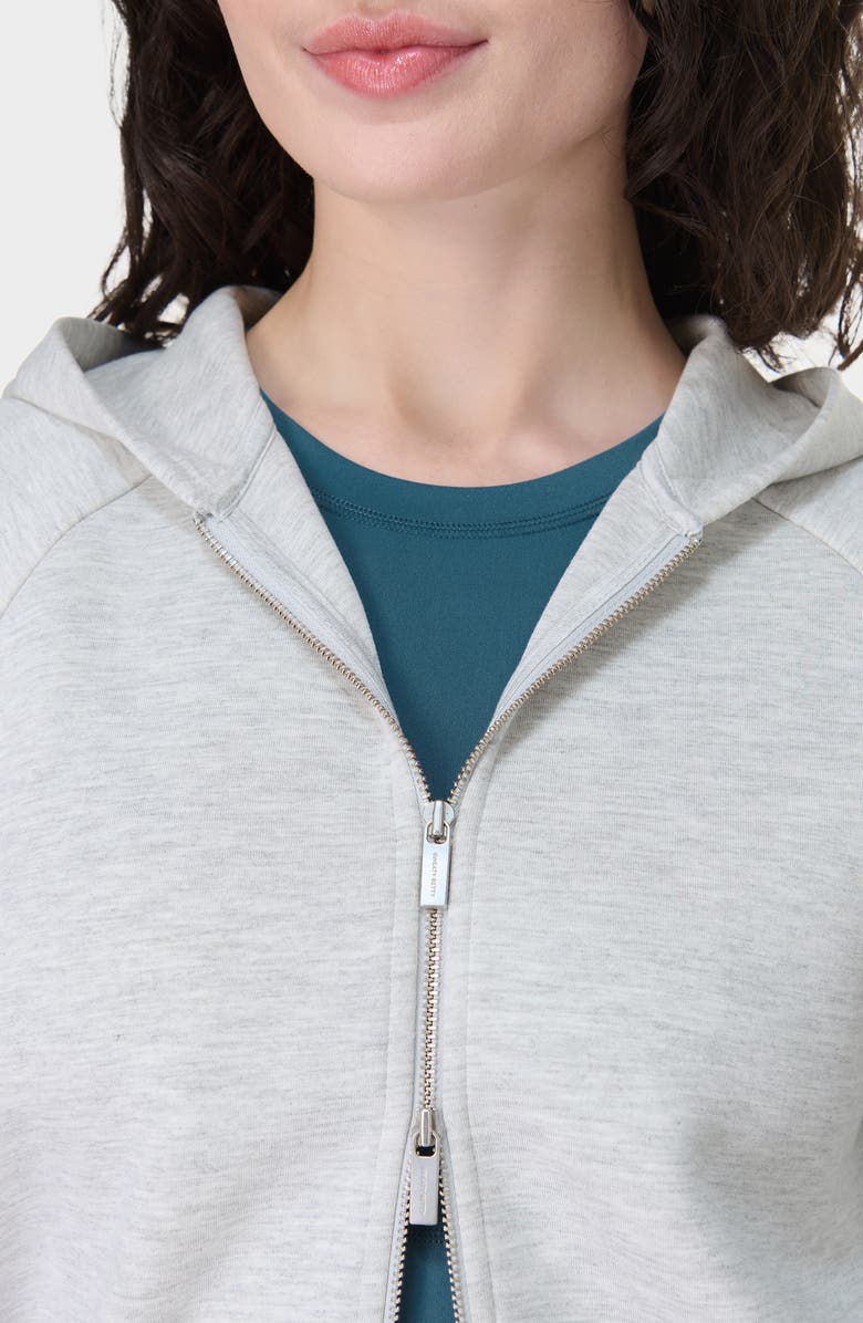 Sweaty Betty Wind Down Zip Hoodie, Alternate, color, Ice Grey Marl