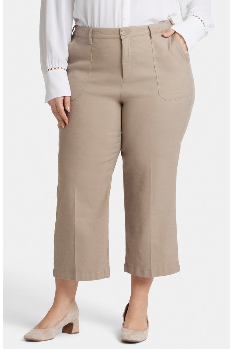 Utility Wide Leg Capri Linen Blend Pants, Main, color, SADDLEWOOD