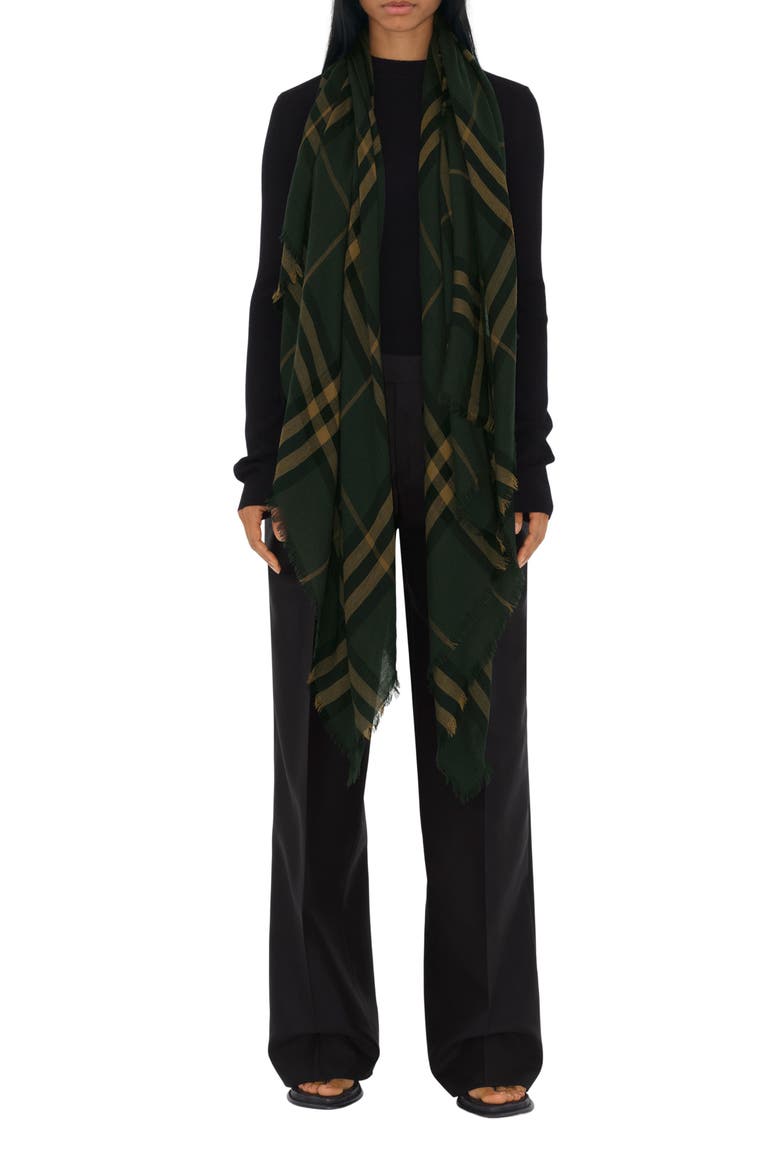 Medium Check Cashmere Scarf, Alternate, color, SHADOW