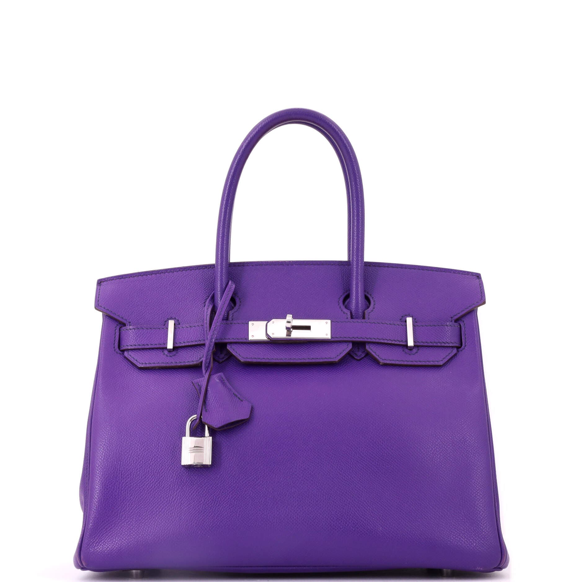 Birkin Handbag Purple Epsom with Palladium Hardware 30, Main, color, Red