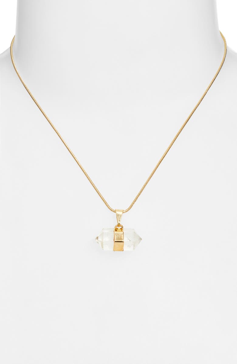 Child of Wild Ancient Wisdom Quartz Pendant Necklace, Alternate, color, Gold