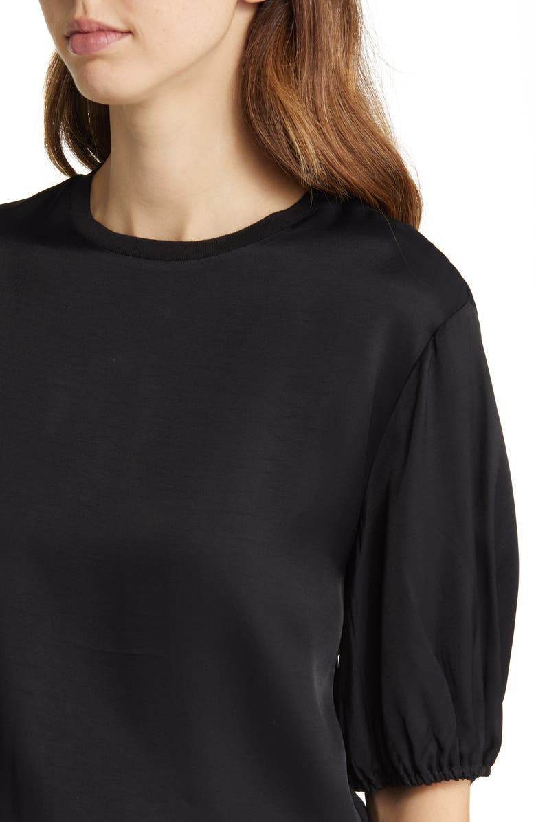 Nordstrom Puff Sleeve Mixed Media Top, Alternate, color, 