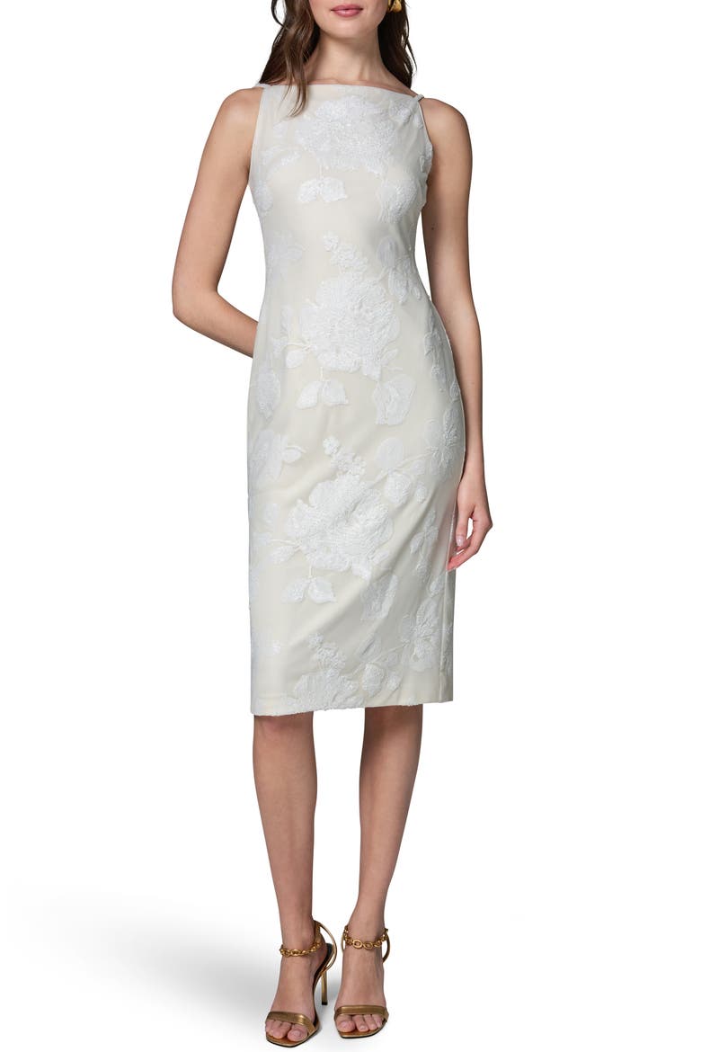 Beaded Floral Dress, Main, color, CREAM