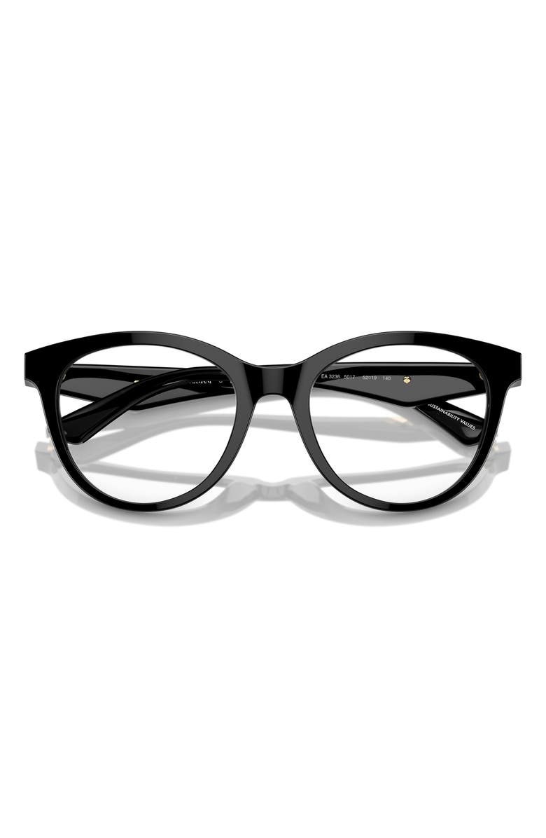 Emporio Armani 52mm Cat Eye Optical Glasses, Alternate, color, Shiny Black / Demo Lens