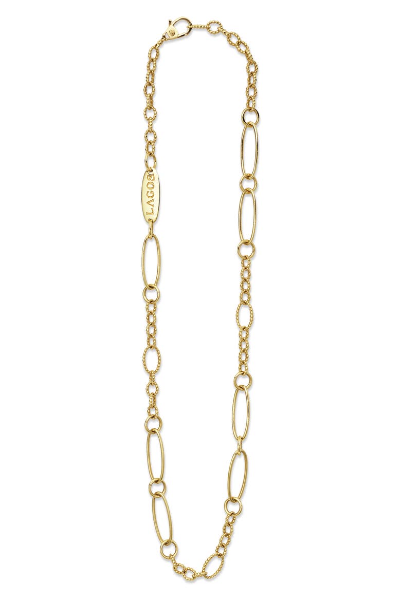Signature Caviar Link Necklace, Main, color, GOLD