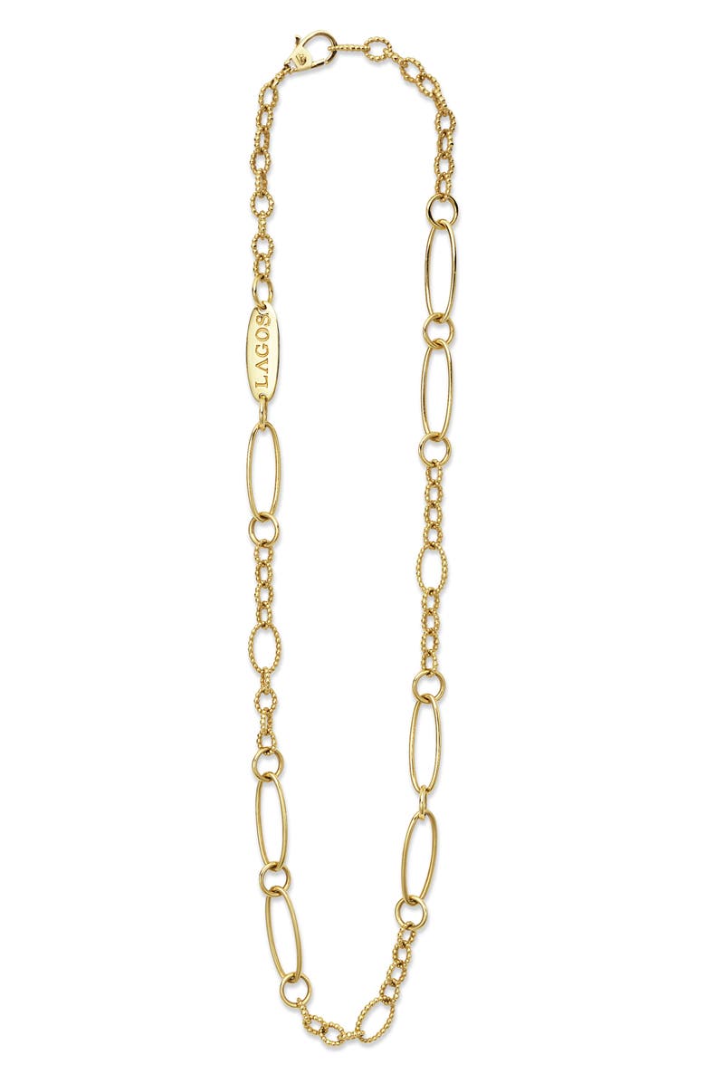 LAGOS Signature Caviar Link Necklace, Main, color, Gold