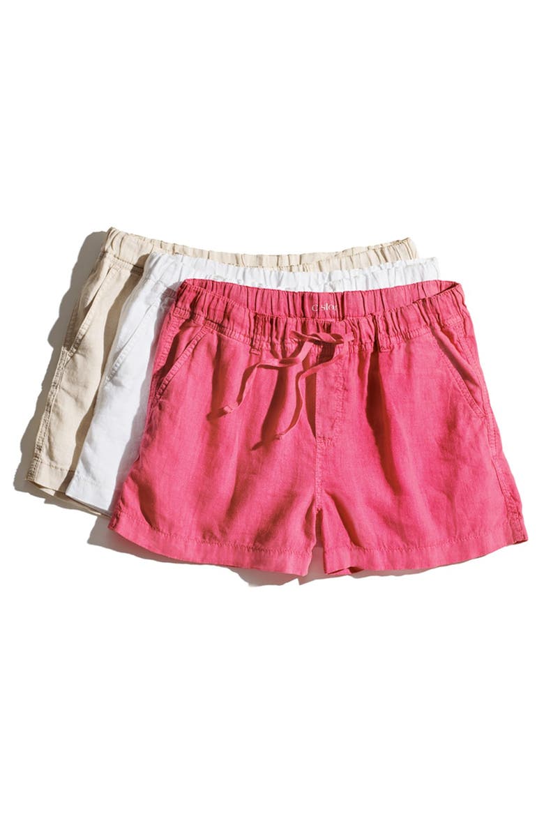 Drawstring Linen Shorts, Alternate, color, BLUE- NAVY CAMO PRINT