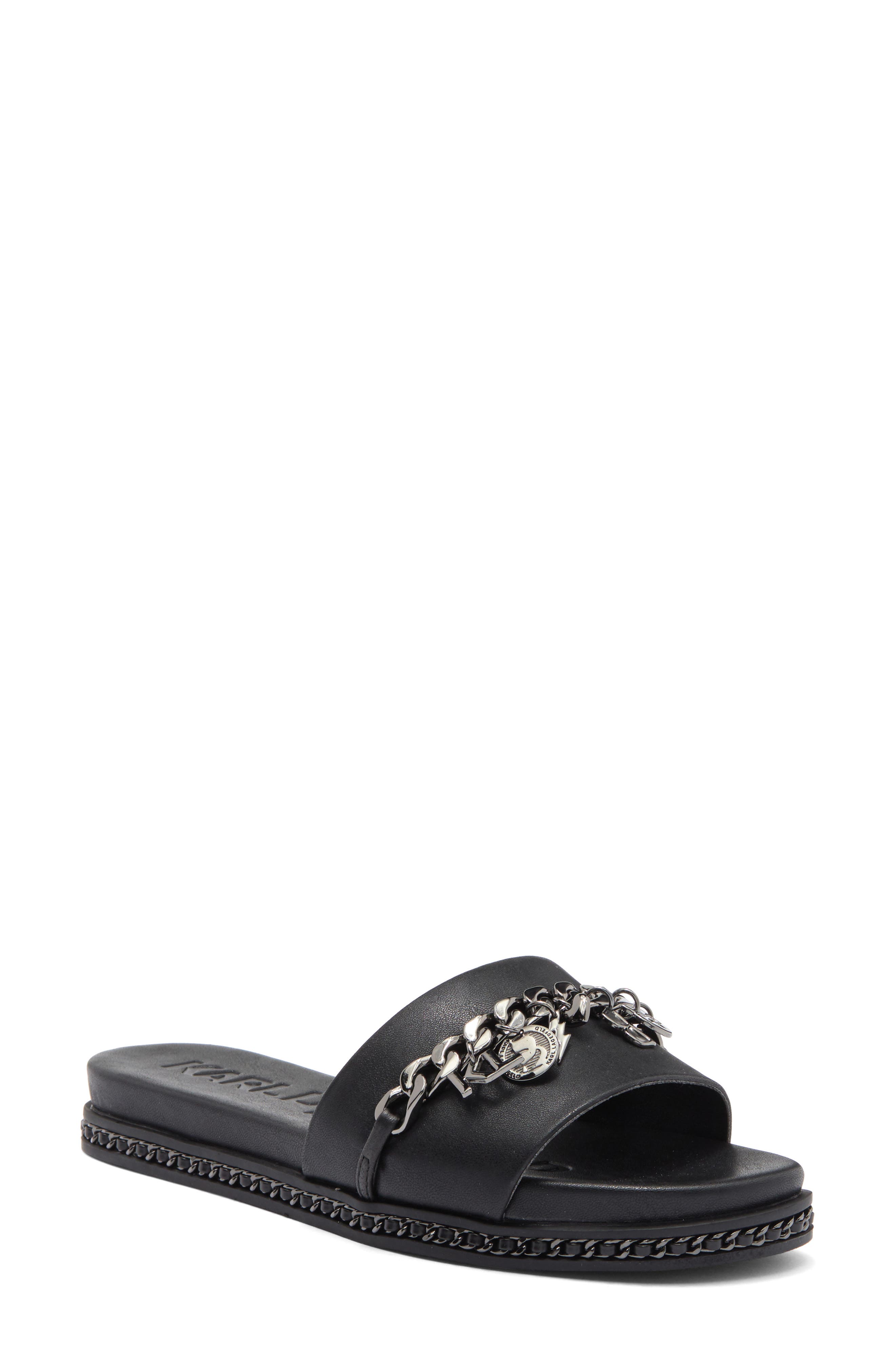 KARL LAGERFELD PARIS Basia Charm Chain Slide Sandal