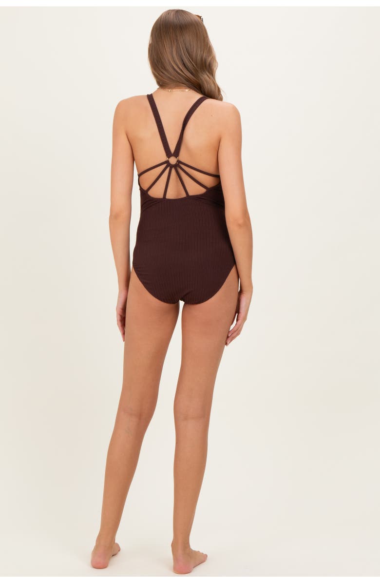 PinkBlush O-Ring Strappy Back Swimsuit, Alternate, color, Brown
