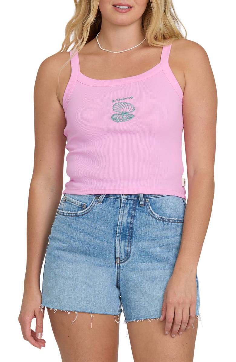 Billabong Day Trip Forever Graphic Rib Knit Tank, Main, color, Prism Pink