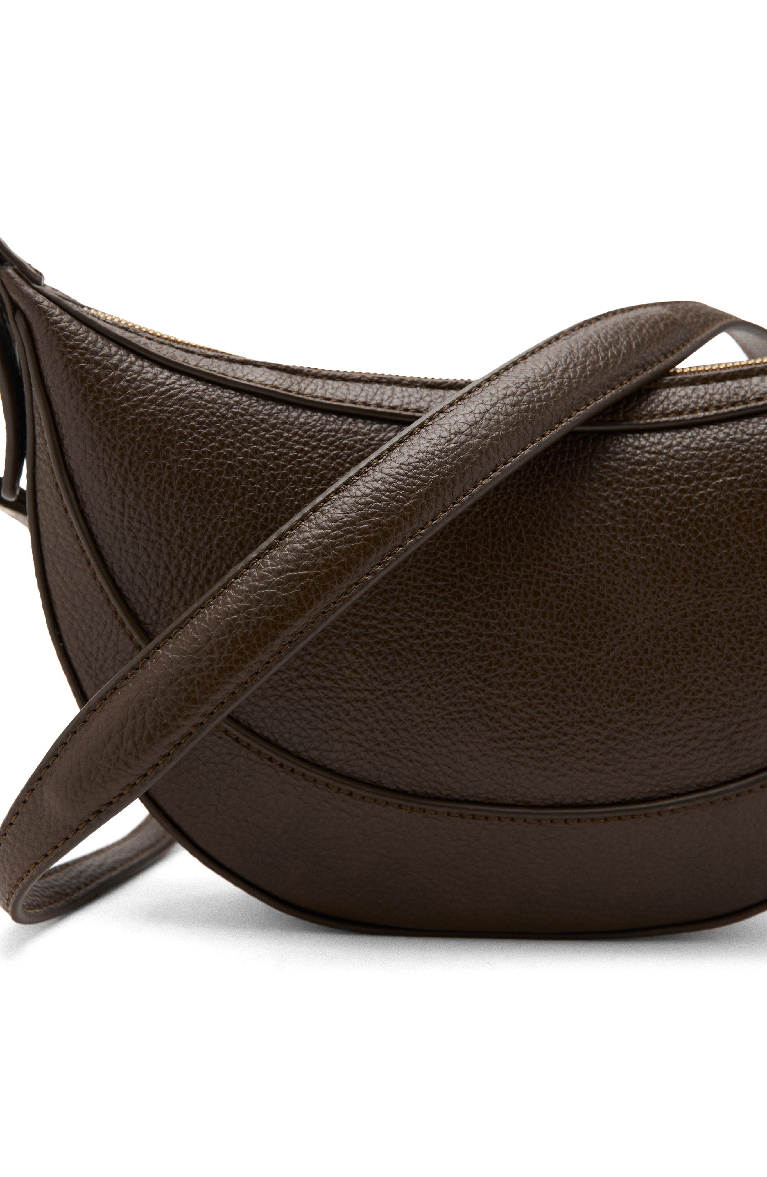 MANGO Oval Faux Leather Shoulder Bag, Alternate, color, Khaki