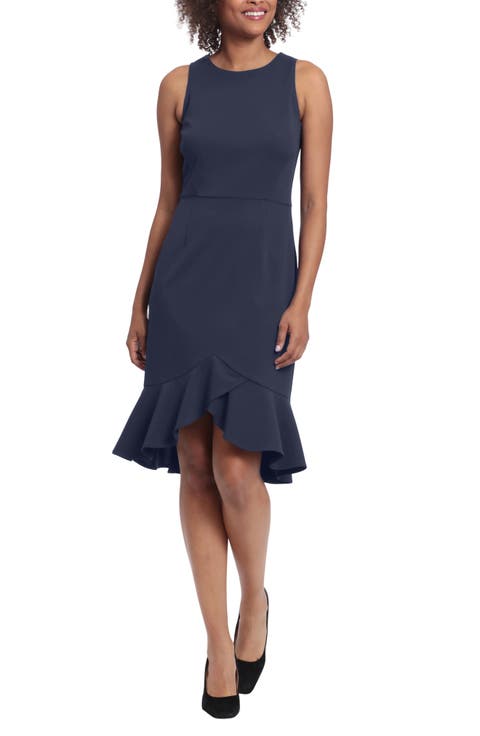 Sleeveless High-Low Flounce Hem Midi Dress